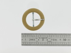 Boucle de ceinture ronde gainée en cuir beige 30 mm - cuir en stock