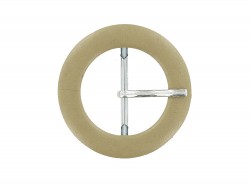 Boucle de ceinture ronde gainée en cuir beige nude 30 mm - Cuir en Stock