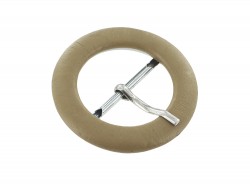 Boucle de ceinture ronde gainée en cuir beige nude 30 mm - Cuir en stock