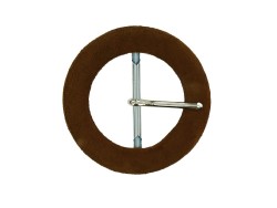 Boucle de ceinture ronde gainée en velours marron 30 mm - Cuir en Stock