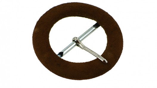 Boucle de ceinture ronde gainée en velours marron 30 mm - Cuir en stock