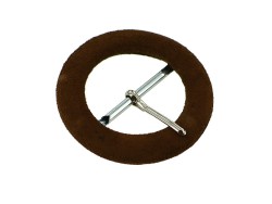 Boucle de ceinture ronde gainée en velours marron 30 mm - Cuir en stock