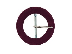 Boucle de ceinture ronde gainée en velours prune 30 mm - Cuir en Stock