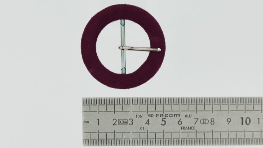 Boucle de ceinture ronde gainée en velours prune 30 mm - cuir en stock