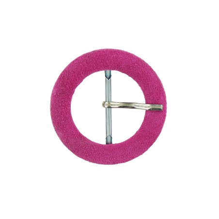 Boucle de ceinture ronde gainée en velours rose 30 mm - Cuir en Stock