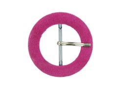 Boucle de ceinture ronde gainée en velours rose 30 mm - Cuir en Stock