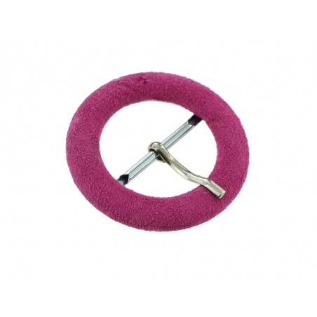 Boucle de ceinture ronde gainée en velours rose 30 mm - Cuir en stock