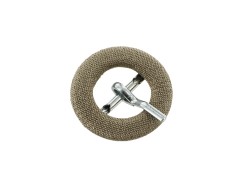 Petite boucle ronde gainée en tissu beige 12 mm - Cuir en stock