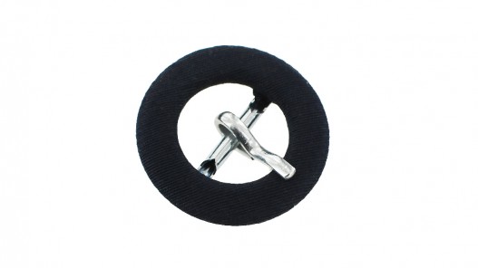 Petite boucle ronde gainée en tissu noir 12 mm - Cuir en stock