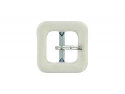 Petite boucle carré gainée en tissu blanc nacré 15 mm - Cuir en Stock