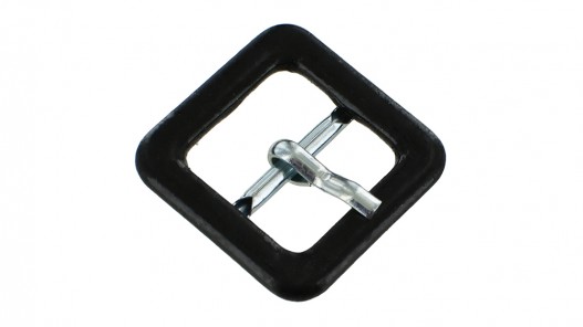 Boucle carrée gainée en cuir vernis noir 18 mm - Cuir en stock