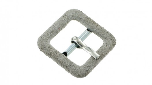 Boucle carrée gainée en velours gris 18 mm - Cuir en stock