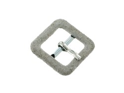 Boucle carrée gainée en velours gris 18 mm - Cuir en stock