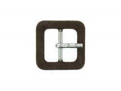 Boucle carrée gainée en velours marron 18 mm - Cuir en Stock
