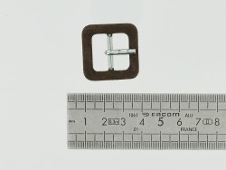 Boucle carrée gainée en velours marron 18 mm - cuir en stock