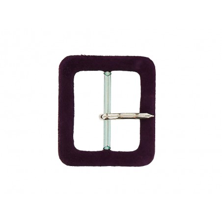 Boucle rectangulaire gainée en velours prune 30 mm - Cuir en Stock