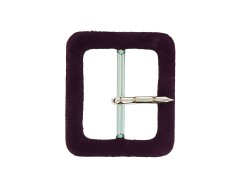 Boucle rectangulaire gainée en velours prune 30 mm - Cuir en Stock