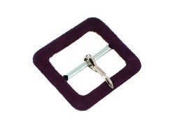 Boucle rectangulaire gainée en velours prune 30 mm - Cuir en stock