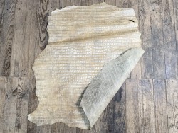 Peau de cuir de mouton grain crocodile nacrée - beige - maroquinerie - Cuirenstock