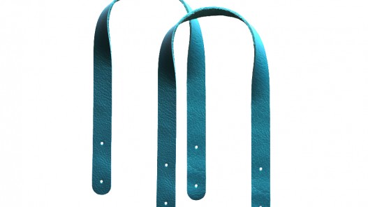 Paire de anses en cuir turquoise - prêtes à poser - maroquinerie - Cuir en Stock