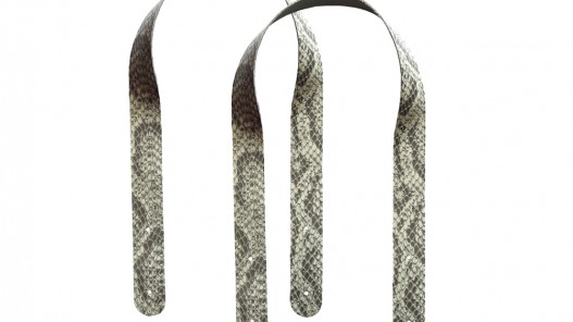 Paire de anses en cuir façon serpent taupe - prêtes à poser - maroquinerie - Cuir en Stock