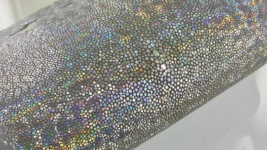 Peau de galuchat - argent multi couleurs - reflets colorés - luxe - exotique - Cuir en Stock