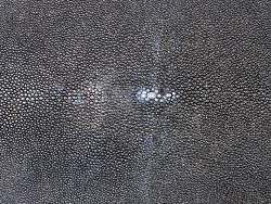 Peau de galuchat - perle centrale - grain poncé - noir reflets bronze  - bijou - gainage - cuir en stock