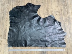 Grand morceau de cuir ciré vachette noir - maroquinerie - Cuir en Stock