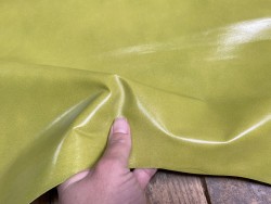 Peau de cuir de chèvre vert pomme - Cuir en stock