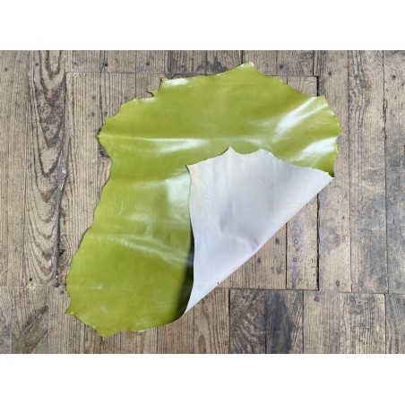 Peau de cuir de chèvre vert pomme - cuir en stock