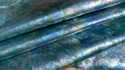 Demi-peau de cuir de veau métallisé multicolore - cuir en stock