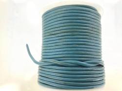 Lacet de cuir rond bleu turquoise - bijou ou accessoire - Cuir en Stock
