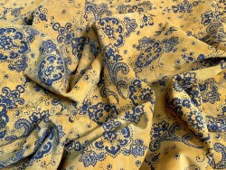 Peau de veau velours jaune aux motifs cachemire - maroquinerie - ameublement - Cuirenstock