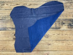 Croûte de veau velours finition effet craquelé - Bleu marine - maroquinerie - cuir en stock
