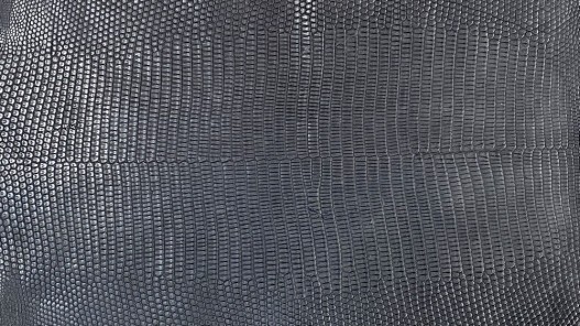 Grande peau de cuir de lézard à grandes écailles - Noir mat - cuir en stock