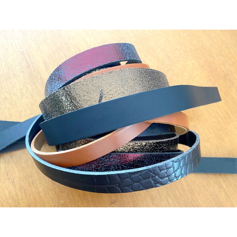 Lot surprise de 5 bandes de cuir - 2ème choix - anses - lanière - ceinture - bracelet - sellerie - Cuir en Stock