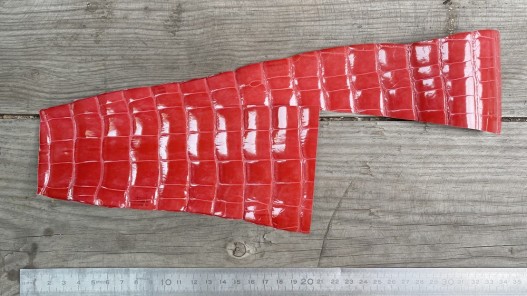 Morceau de cuir de crocodile véritable corail maroquinerie accessoire bijoux Cuir en stock