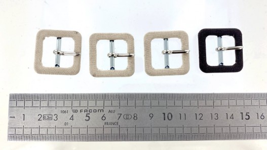 Lot de 4 boucles de ceinture gainées tissu - 18 mm - ceinture ou accessoire - cuir en stock