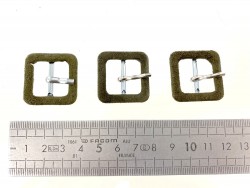 Lot de 3 boucles de ceinture carré gainées cuir - 18mm - maroquinerie - cuir en stock