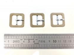 Lot de 3 boucles de ceinture carré - gainée velours - 18mm - cuir en stock