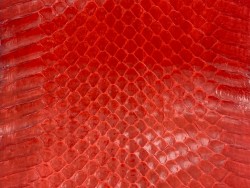 Peau de cuir exotique - cuir de serpent - écailles naturelles - rouge sang - cuir en stock