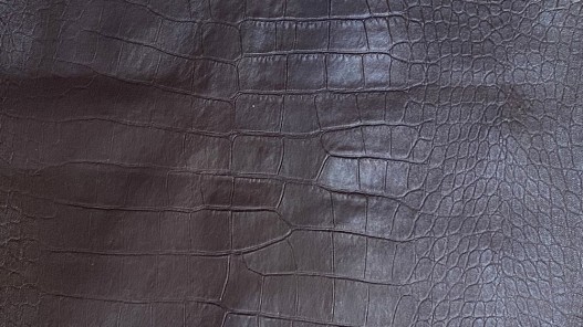 Lot de 3 peaux de cuir stretch identiques grain façon crocodile marron - cuir en stock