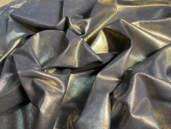 Peau de veau velours bleu marine métallisé pailleté doré - maroquinerie - Cuir en Stock