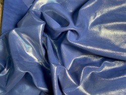 Peau de veau velours bleu métallisé pailleté argent - maroquinerie - Cuir en Stock