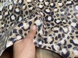 Peau de cuir de veau façon léopard beige - maroquinerie - cuir en stock