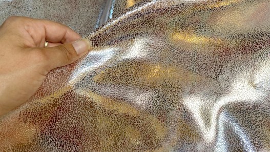Peau de cuir de veau effet strass métallisé rose - maroquinerie - Cuirenstock