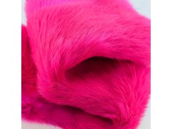 Peau de lapin en fourrure - poil rose fluo - Cuir en Stock