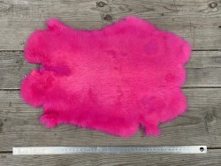 Cuir peau de lapin en poil Cuir en Stock Rose fluo - Cuir en stock