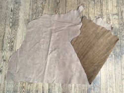 Demi-peau de cuir de vachette ciré pullup beige sable - maroquinerie - cuir en stock