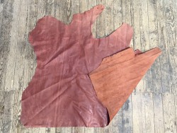 Demi-peau de cuir de vachette ciré pullup rouge brique - maroquinerie - cuir en stock